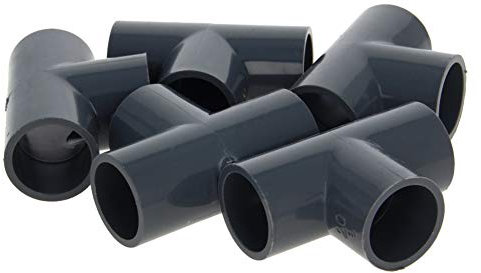MroMax Lot de 5 raccords de tuyau en PVC en forme de T Gris 20 mm