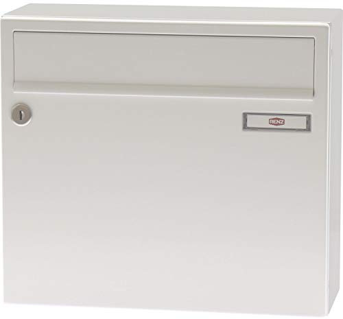 Renz Briefkasten mit Namensschild 370x330x145mm - robuster Aufhängebriefkasten Serie 17, Stahl weiß RAL 9016