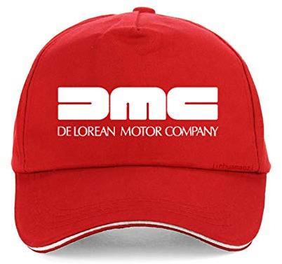 AJSJ Delorean Motor Company Baseballmütze Zurück In Die Zukunft Filmkappen Mode Unisex Verstellbar 100% Baumwolle Papa Hut, Rot