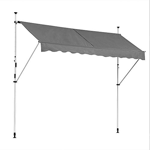 Melko Klemmmarkise Balkonmarkise 400x120 cm ohne Bohren mit Handkurbel Grau