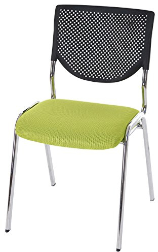 Mendler Besucherstuhl T401, Konferenzstuhl stapelbar, Stoff/Textil - Sitz grün, Füße Chrom