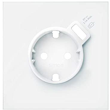 Tapa para base de enchufe Schuko con cargador USB integrado, serie 100, 2,5 x 7,5 x 7,5 centímetros, color blanco (referencia: 10000049-230)