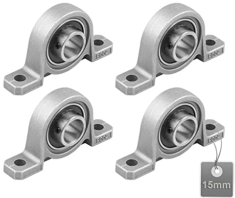 EXLECO 4 Stücke Gehäuselager, 15mm Stehlager Set, Lagerbock, Zinklegierung Wellenlager, Flanschlager für Achse Welle Maschine, 3d - Drucker (KP002)