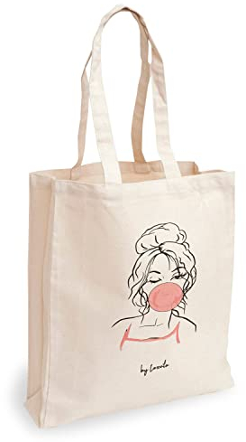 Loxato Bolsa Tela Tote Bag - Bolsos Bandolera Mujer - Bolsas de Algodón Natural 100% Reutilizables - Extra Ancho 8cm Asas Largas 70cm 220 gr/m2 - Bolsas de Tela Bonitas