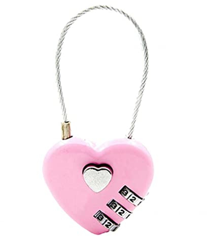 Liebe Herzförmige Passwort-verriegelungs-drahtseil-sperre-reisetaschen 3-stellige Sperre Resettable-kombination Vorhängeschloss Rosa