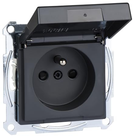 Merten System M Steckdose 16A IP44 mit Blende und Klappe anthrazit MTN2514-0414 Schneider electric 3606480306242
