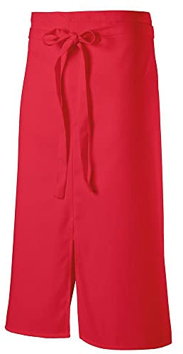 EXNER Bistro-Schürze mit Gehschlitz mittig, für Küche, Gastronomie, Restaurant, B 100 x L 80 cm, Farbe rot