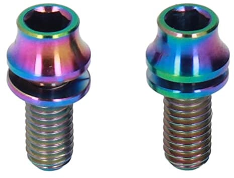 Bicycle Water Bottle Cage Bolts, 2Pcs M5x12mm Titanium Alloy Water Bottle Cage with Gasket for Bike Water Bottle Cage Bicycle and Spare Parts Ride