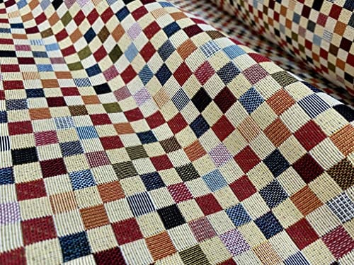 Gobelin Woven Collection Stoff Home Decor Tapisserie-Material für Vorhänge, Polster, 140 cm breit, mehrfarbig (Meterware) (kleine Quadrate)