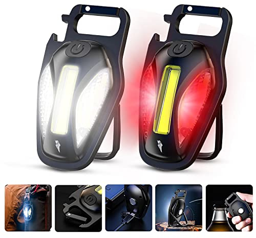 CKLHCFF 2 Stücke Mini Taschenlampe Tragbares LED Arbeitslicht mit Schlüsselanhänger Wasserdichte Taschenlampe 800Lumen Wiederaufladbare Inspektionsleuchten mit Magnetfuß Stativ für Camping (Laterne)