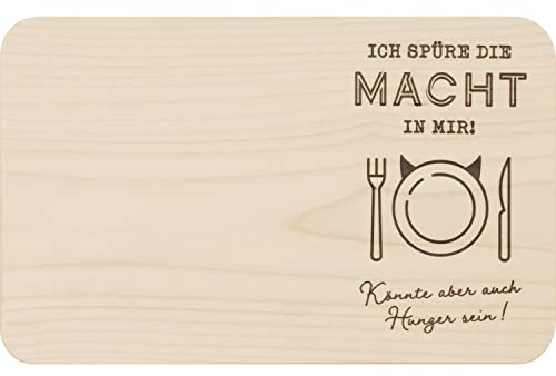 GRUSS & CO Holzbrettchen Motiv Macht | Schneidebrettchen aus Ahornholz, mit eingebranntem Text, 24 cm x 15 cm x 1 cm | Brotzeit, Frühstück, Kochen, Geschenk | 48070