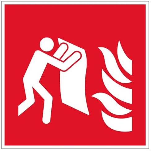 Aufkleber Brandschutzzeichen „Löschdecke“ Symbol Folie selbstklebend nach ISO 7010 Rot (F016) | 5-30 cm Made in Germany, Größe: 5x5cm