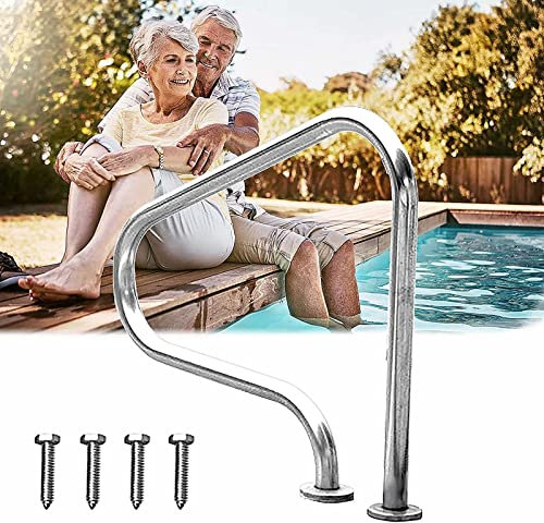 HOBIRD Piscina de Piscina, riel de Escalera de Piscina de 80x80 cm, 304 escaleras de Acero Inoxidable Fiesta de Carga de 250 Libras de Carga, Accesorios de Montaje completos