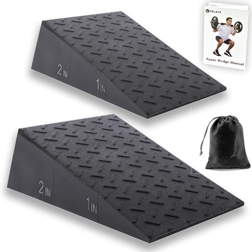 Squat Wedge Block for Heel Elevated Squat Weightlifting 2PCS Non-Slip Slant Board for Squats Large Squat Blocks Calf Stretcher Improve Mobility Balance and Strength Performance