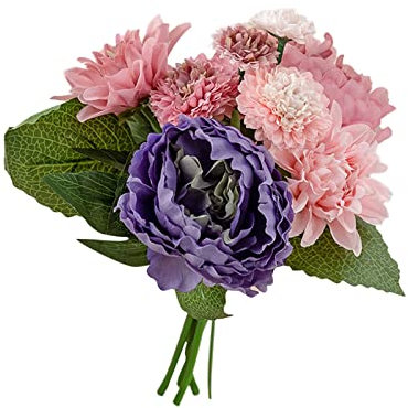 Simulation de fleurs artificielles Bouquet de pivoines Bouquet de mariage Fausse fleur Pivoine Fleur de soie Bouquet attaché à la main Rose Artificielle Centres de table for les tables Fleurs séchées