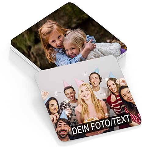 FürDich24 Personalisierte Quadratische Holzwerkstoff Getränkeuntersetzer (2er Set) mit eigenem Foto/Text
