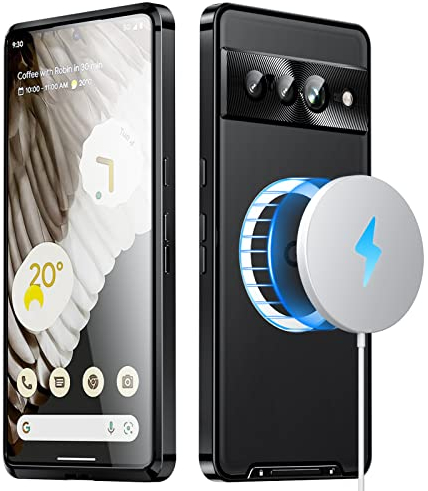 HERCN Metall hülle für Google Pixel 7 Pro hülle Metal Bumper Stoßfest Schutzhülle Kameraschutz Anti-Kratzer Dünne Handyhülle Google Pixel 7 Pro case Magnet Magsafe - Schwarz