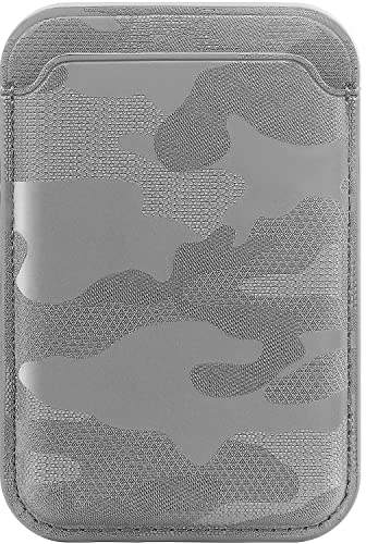 FIDWALL Magsafe Wallet Portefeuille pour iPhone 16/15/14/13/12 Max/Pro/Plus/Mini,Porte-Cartes RFID avec Aimant Magsafe (Camouflage Gris)