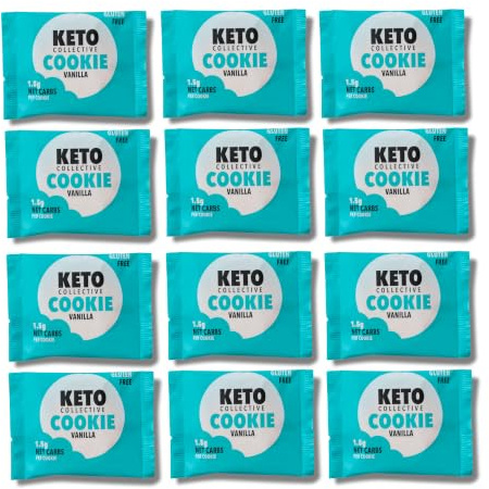 Keto Collective Galletas Keto I 1.5g Carbohidratos Netos I 30g x 12 I Snacks Keto I Bajo en Azúcar I Hecho con Mantequilla Real I Alto en Fibra I Snacks Bajos en Carbohidratos, Galletas sin Gluten