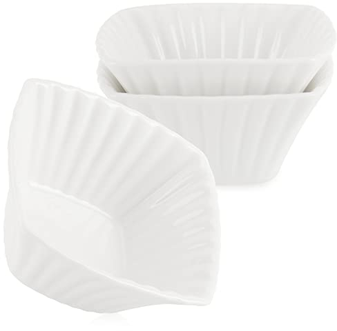 com-four® Set da 3 pezzi - piccole ciotole bianche - ciotole in ceramica finemente rigate per antipasti e dessert