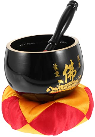 Vaguelly Gebetsschale Klangschalen-set Meditationsschalenmatte Handheld-kupferschale Für Yoga Zur Entspannung