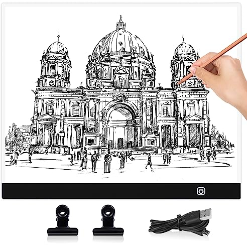 Coolzon Led Licht Pad Zeichnung A3, Leuchttisch A3 tragbare LED mit verstellbarer Helligkeit, Light Pad mit USB Kabel für Animation, Skizzieren, Entwerfen, Zeichnen, 5D-Diamantmalerei