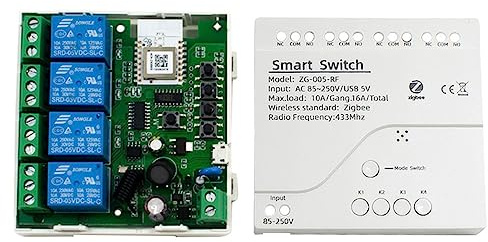 Censous Módulo de interruptor inteligente Tuya Zigbee de 4 canales, relé de 85 a 250 V, control remoto para hogar inteligente, funciona con puerta de para Alexa Google Home Accesorios