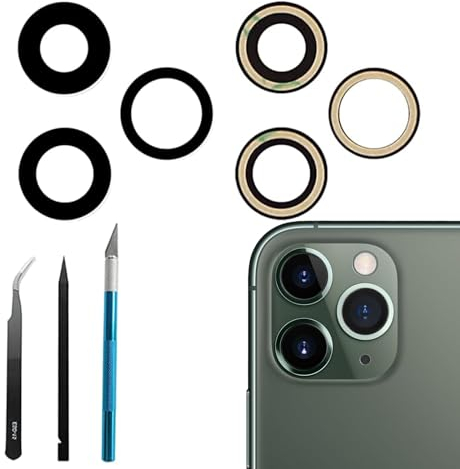 3Pcs/Set 11 Pro/11 Pro Max Rear Camera Glass Lens Replacement compatible with iPhone 11 Pro/iPhone 11 Pro Max Camera Glass Lens Replacement+ Free Repair Tool Kit