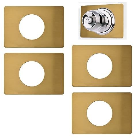 UFURMATE Placa de reparación de cerradura de puerta, 4 piezas de acero inoxidable, placas de fijación autoadhesivas, placas de reparación de manijas de puerta, soportes de placa de fijación con 55 mm