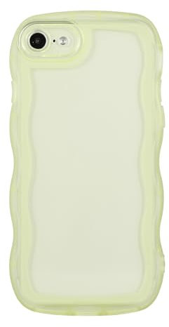 Eiyikof Compatible with iPhone 6S Plus/6 Plus Clear Case,Cute Solid Color Curly Wave Frame Transparent Soft Silicone Anti-Scratch Shockproof Protective Slim Case for Women Girls-Yellow
