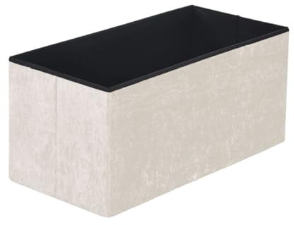 New Foldable Storage Boxes Seat Foot Stool Crushed Velvet and Corduroy Material Ottoman Storage Box with Lids for Kids Toys Bedroom Hallway Living Room (Crushed Velvet Cream, 78 x 38 x 38 cm)