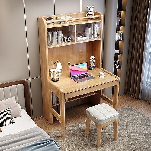CHEMYO Escritorio para Adultos/Estudiantes, Escritorio pequeño con estantería y Puerta de Cristal, Escritorio para computadora de Madera, Mesa Moderna para Estudiantes/Mesa de Trabajo (60 x 64 x 1