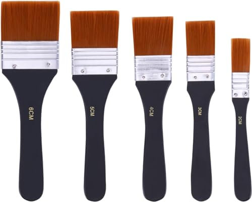 iTYOOS 5 Pièces Pinceaux Pour Peinture Acrylique, D'artiste Haut de Gamme, En Nylon à Poils Plats de Qualité Professionnelle