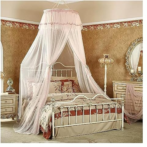 Romantisches Prinzessin-Moskitonetz für Mädchen, Betthimmel, Elegantes, rundes Kuppelbett, Netzhimmel, Einhorn-Himmelbettvorhänge für Erwachsene