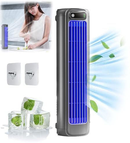 Outfany Cooling Ace - Condizionatore d'aria Libiyi Cooling Ace, Shirem Cooling Ace, portatile, silenzioso, con 3 velocità, piccolo ventilatore a torre da scrivania per casa e ufficio (grigio, plug-in)