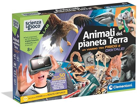 Clementoni Wissenschaft und Spiel Lab – Tiere des Planeten Erde – wissenschaftliches Labor für Kinder 8 Jahre, Kit Wissenschaftsexperimente, dedizierte App, Aktivität mit erweiterter Realität, Made in