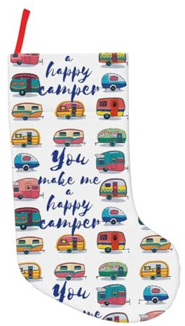 HAHAFU Weihnachtsschmuck mit Aufschrift You Make Me Happy für Wohnwagen, Weihnachtsschmuck, personalisierbarer Druck, Plüschsocken zum Aufhängen, 45,7 cm, Schwarz , Einheitsgröße