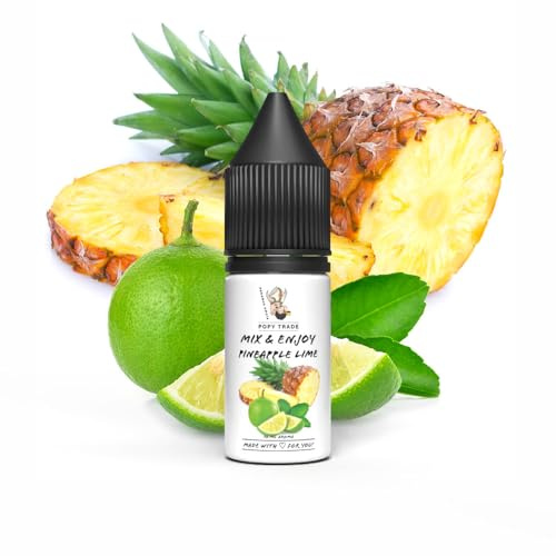POPY TRADE - Mix & Enjoy - Pineapple Lime - Overdosed Aroma 10ml in hochwertiger Tropfer-Flasche, einfaches mischen. Für Vernebler, Nebelmaschinen, Diffusor, Lebensmittel, Getränke uvm.