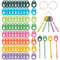 BENECREAT 80 Stück 8 Farben Papierfaden Tropfen, 50x35.5mm Teardrop Floss Spulentropfen Kreuzstich Garn Organisation Mit Eisen Floss Ring Für Aufbewahrung von Bastelarbeiten Nähen