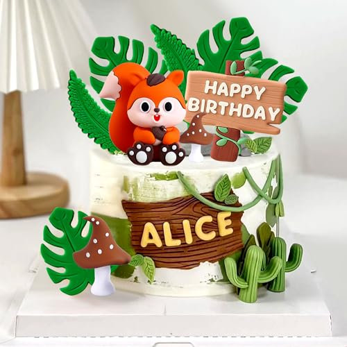 LaVenty Woodland Geburtstag Deko Tortenaufleger Waldtiere Waldtiere Tortendeko Waldtiere Geburtstag Wald Tiere Kuchen Toppers Eichhörnchen Kuchen Figuren