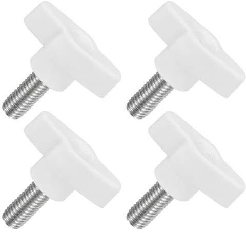 QUARKZMAN 4pz Manopole ad Alette a T a Farfalla, Manopola Serraggio Vite M8 x 20mm Filettatura Maschio Viti Acciaio Inossidabile 304 Maniglia 36mm Dia per Sostituzione Manopola, Bianco