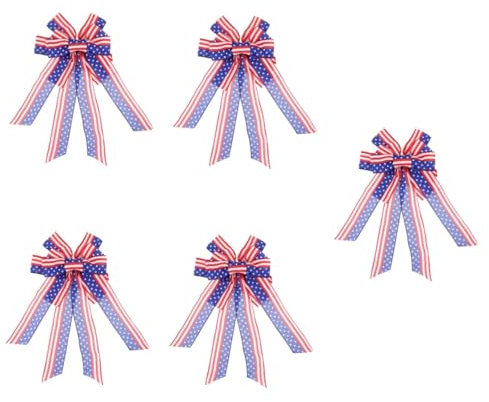 Amosfun 5St Bogen zum Tag der Unabhängigkeit rote Weihnachtsschleife Ballongirlande Tür seidenband Ribbon Dekoration girlanden Bögen zum Thema Unabhängigkeit Bogendekor selber Machen Stoff