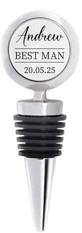 Personalised Metal Bottle Stopper Gift | Bridal or Wedding Party Role Wine Stopper | Custom Printed with Name, Role & Date