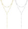VerLuky 2 Stück Lange Y Kette Damen Gold Silber,Kette Edelstahl Damen Gold Silber,Lange Ketten Set Schmuck für Damen Frauen,Lange Halskette Damen