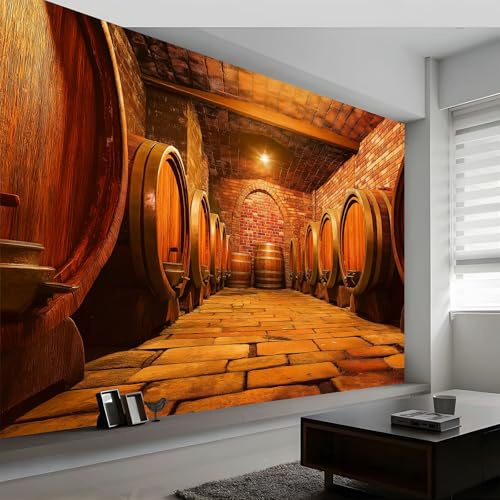 Fototapete Realismus Tapeten Wandtapete, Vintage-Weinkeller Holzfass Moderne Wanddeko Design Wand Dekoration Wohnzimmer Schlafzimmer Büro Flur 250 x 175 cm Wandtapete Poster-Tapete
