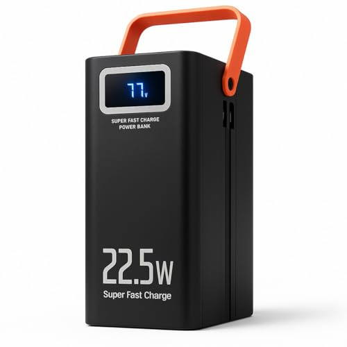 PowerBank 100.000 mAh Klack – Carga Rápida 22.5W, 4 USB-A, 2 Cables Integrados (USB-C y Lightning), 3 Puertos Adicionales, Pantalla LED y Linterna