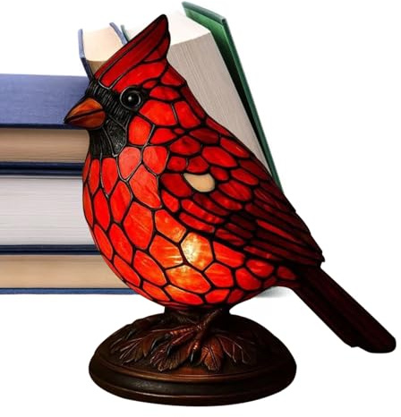 Penlimly Vogel Tischleuchte,Dekorative Harz Batteriebetriebene Beleuchtung | Roter Vogel Akzentlampe Wohndekoration - Für Nachttisch Wohnzimmer Studierzimmer Wohnheim Geburtstag Weihnachten