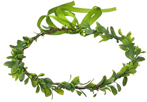 UPSTORE Green Boho Leaf Crown Floral Headband Bohemian Wedding Headpiece with Adjustable Ribbon for Bride Vacation Party Festival Photo Prop