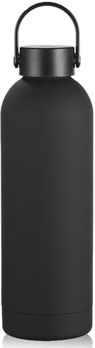 Handbag Water Bottle 350ml - Insulated Water Bottle with Handle Lid Travel Waterbottle Leak-Proof & Slim with Non-Slip Base 24H Cold 12H Hot BPA Free (Black)