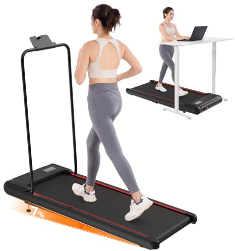 LIKESPORTING Laufband, platzsparendes Laufband mit Bügel, Walking Pad 3-Stufen Neigung, Tablet-Halter, leiser Motor, inkl. Fernbedienung & Display, für Zuhause und Office (Black)